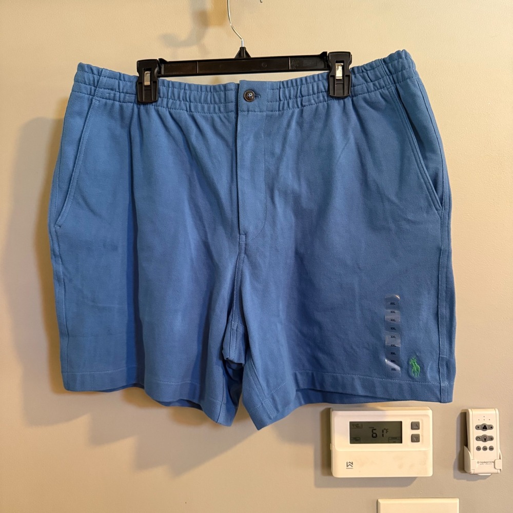 Polo Ralph Lauren Shorts Men XXL Blue Mesh Knit Pique Elastic Waist New